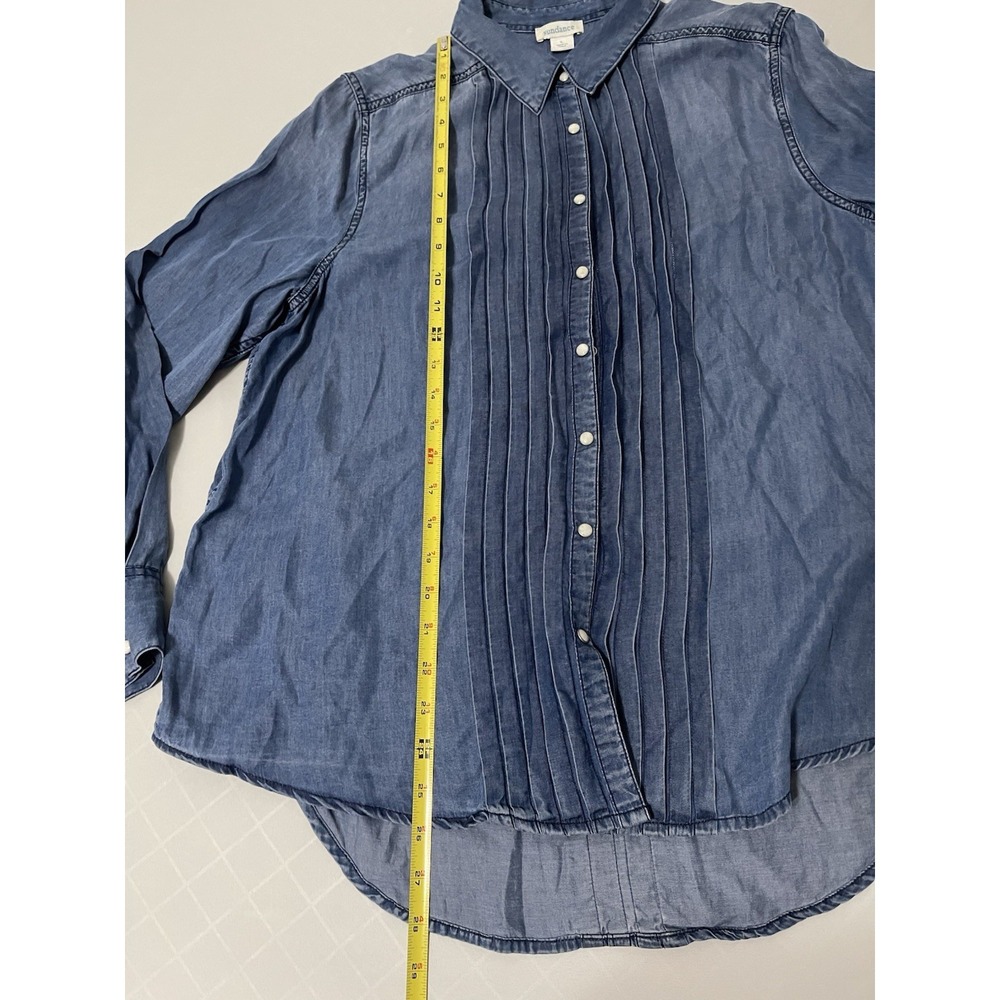 Sundance Catalog TESSA Chambray Sz Large Shirt Pearlized Button - Picture 4 of 7